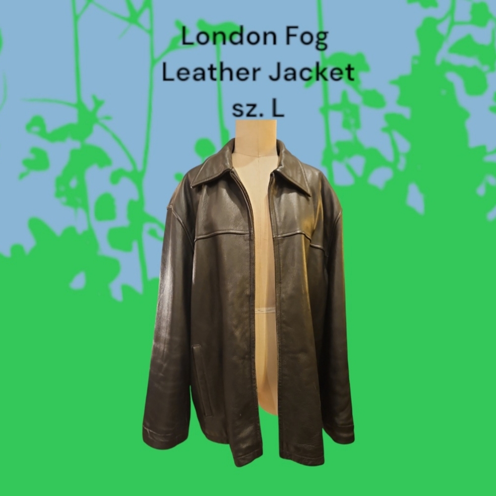 London Fog Black Leather Jacket size L